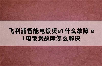 飞利浦智能电饭煲e1什么故障 e1电饭煲故障怎么解决